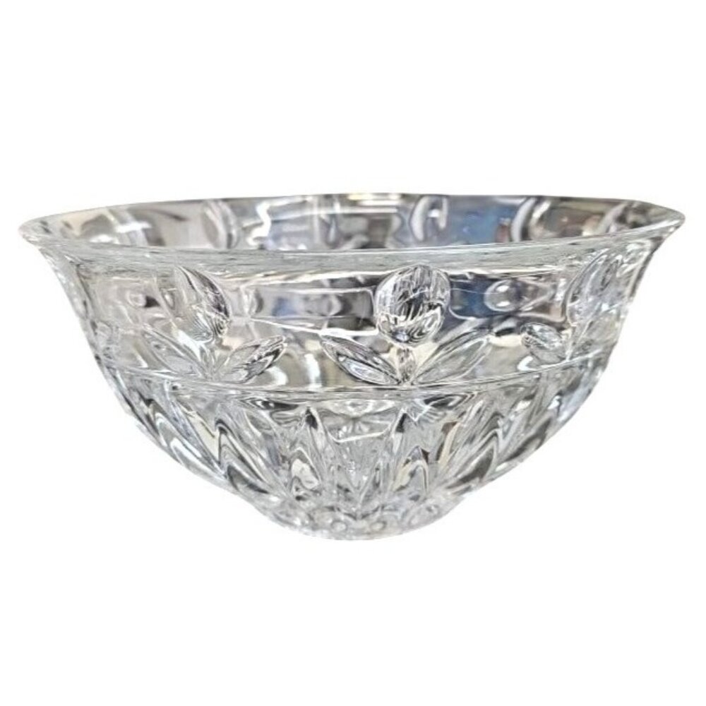Block Tulip Garden Crystal Bowl With Leaf & Starburst Design
